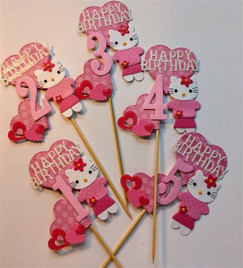 Hello Kitty Cake Toppers Kitty Cake Toppers Pink Kitty Cake Etsy
