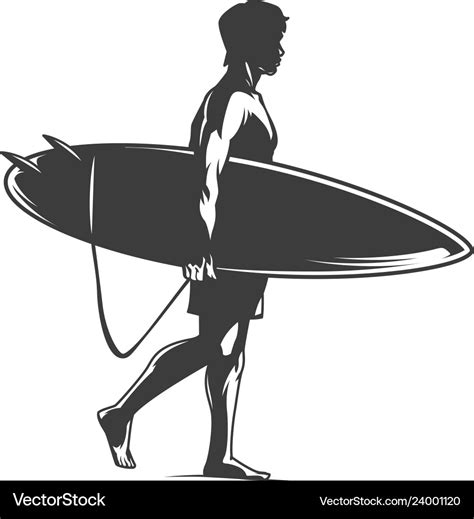 Surfer Holding Surfboard Royalty Free Vector Image