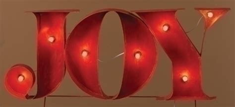 43 Lighted Distressed Red Joy Outdoor Christmas Yard Art Sign