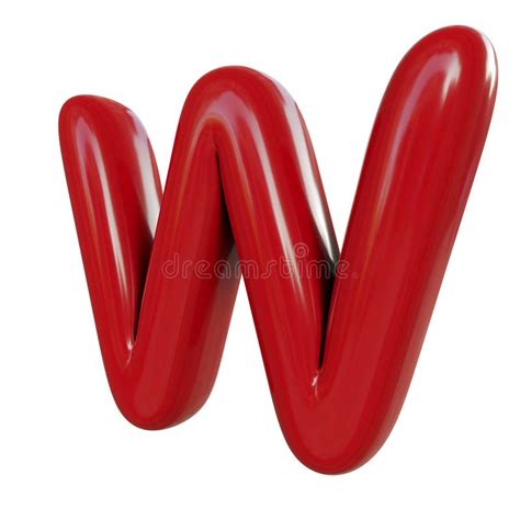 Glossy Red Letter W 3d Render Of Balloon Font Stock Illustration