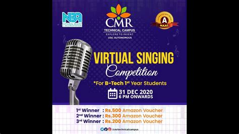 Virtual Singing Competition For Freshers1st Year Students At Cmr