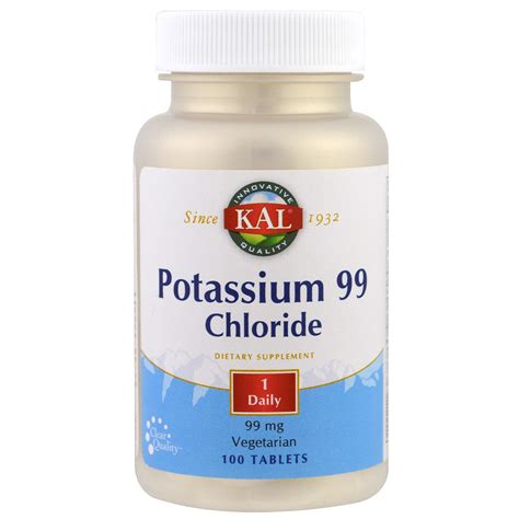 Kal Potassium 99 Chloride 99 Mg 100 Tablets Iherb