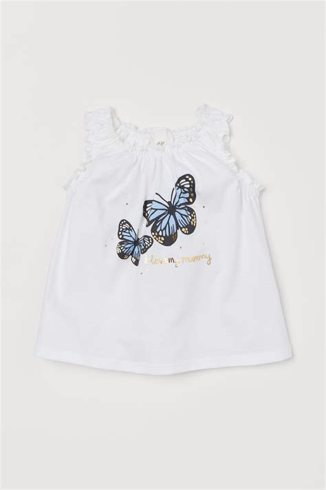 Cotton Jersey Sleeveless Top Whitebutterflies Kids Handm Us