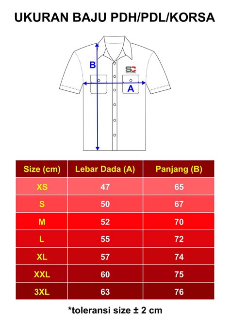 Daftar Ukuran: Kaos, Kemeja, Rompi dan Jas, Seragam Pria dan Wanita