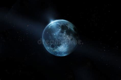 Blue Full Moon On All Stars At Night Original Image From Nasa Stock