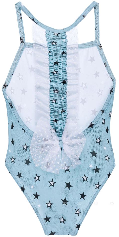 Maricruz Moda Infantil Girls Aqua Green Star Print Swimsuit Missbaby