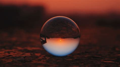 Download Wallpaper 2560x1440 Ball Glass Sunset Transparent