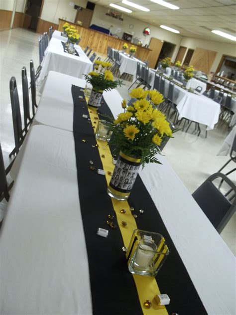 Table Arrangements For The Class Reunion We Mod Podged Copies Of