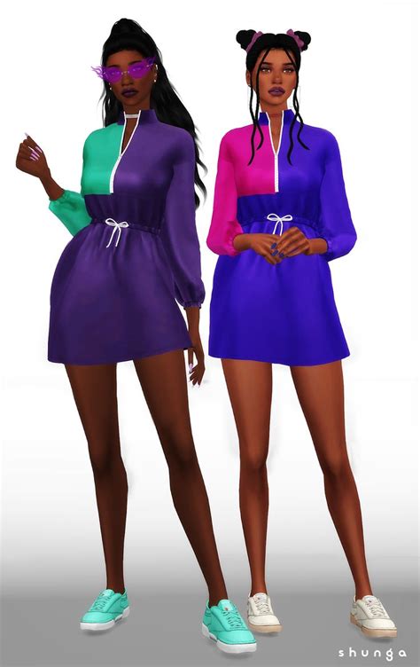 Urban Outfitters Colorblock Dress For The Sims 4 Spring4sims
