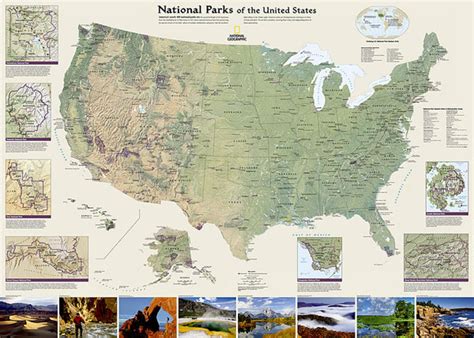 National Parks Of The United States Wall Map By National Geographic Ma