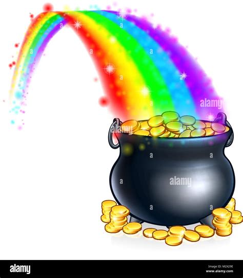 Pot Of Gold At The End Of The Rainbow Stock Vector Image And Art Alamy