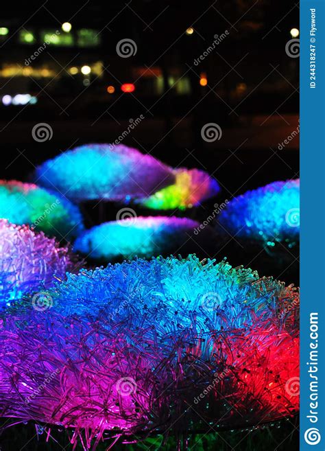 A Cluster Of Optical Fibers In Different Colors Editorial Photo