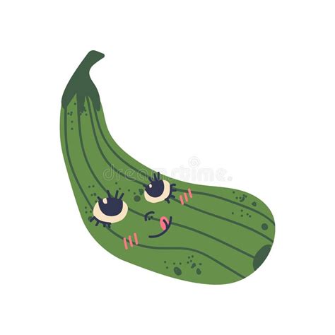 Happy Smiling Zucchini Character Stock Vector Illustration Of