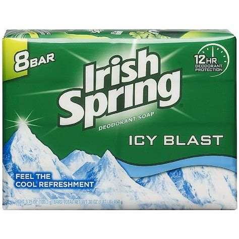 Irish Spring Icy Blast Deodorant Bar Soap 375 Oz 8 Ea Pack Of 4