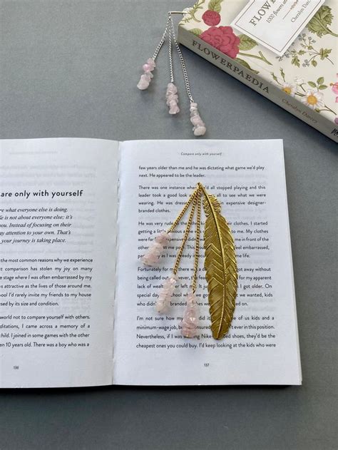 Bookmark With Crystals Metal Feather Bookmark Teachers T Etsy Uk