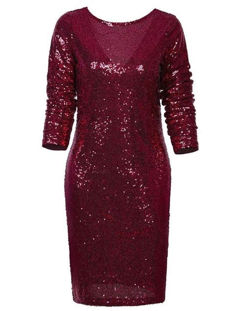 Sparkle Glitzy Glam Sequin Long Sleeve Flapper Party Club Dress