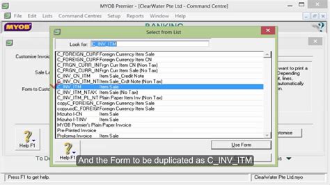 duplicate  customised form  myob accounting
