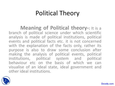 Theory Of Political Political Science Lecture Slides Slides