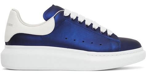 Alexander Mcqueen Leather Blue White Oversized Sneakers For Men Lyst