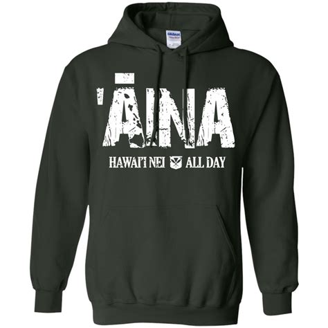 ʻĀina Hawai i Nei All Day white ink Pullover Hoodie Pullover hoodie