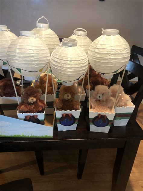 Hot Air Balloons With Teddy Bears Centerpieces Baby Bear Baby Shower