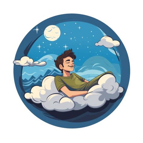 Premium Ai Image A Man Is Sleeping On A Cloud With The Moon And Stars