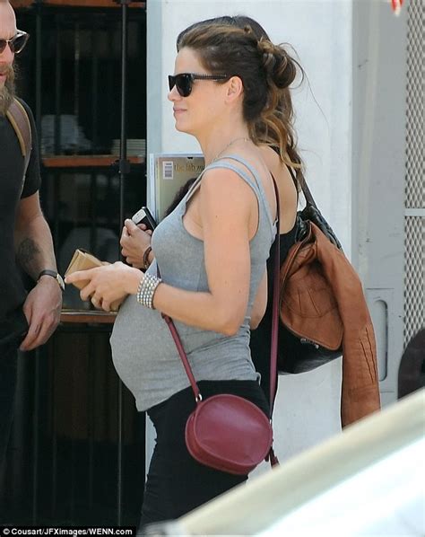 Michelle Monaghan Displays Her Growing Bump In Clingy Top And Skirt