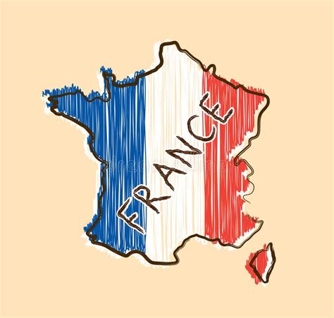 France Map And Flag In Sketch Hand Stock Vector Illustration Of