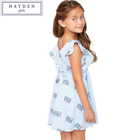Hayden Girls Ruffle Sleeve Dress Kids Floral Embroidery Dress Cute Teen