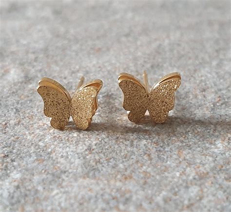 Butterfly Stud Earrings Mini Gold Plated Earrings Small Etsy