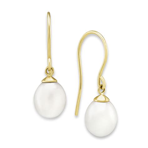 K Yellow Gold Freshwater Cultured Pearl Drop Earrings Borsheims