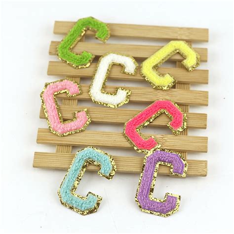 Adhesive Colorful Glitter Chenille Embroidered Letters A Z Etsy