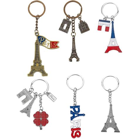 6 Pack Paris Keychain France Souvenir T Eiffel Tower French Flag