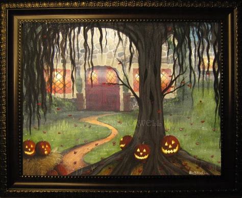 Jack O Lanterns Around The Tree Halloween Original Painting Fantasy