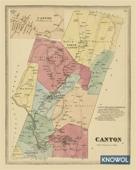 Beautifully Restored Map Of Canton Ct From 1869 Knowol
