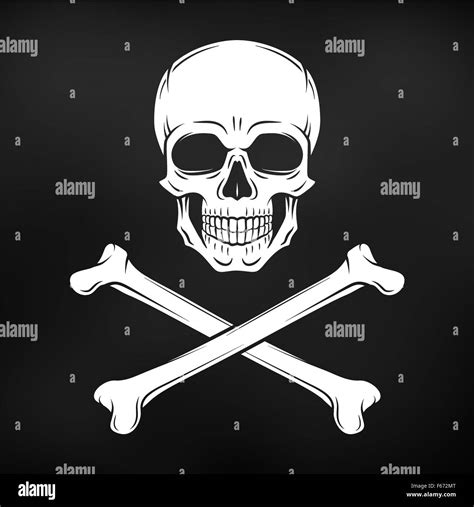 Human Evil Skull Vector Jolly Roger With Crossbones Logo Template