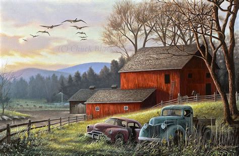 Country Farm Landscape Painting Landscape Art Farm Canvas Art