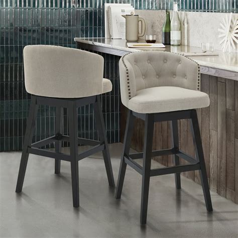 Saginaw 26 Counter Height Wood Swivel Tufted Barstool In Espresso
