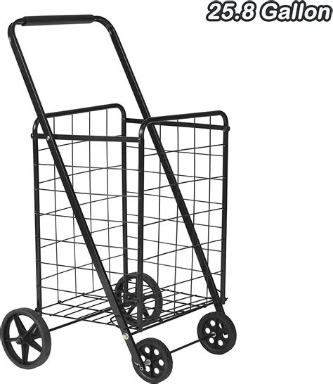 Folding Grocery Shopping Cart With Durable Wheels Collapsible Large