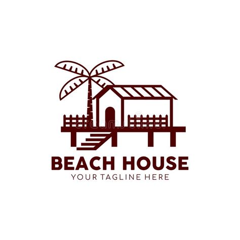 Creative Beach House Logo Design Vector Art Logo Stock Illustration