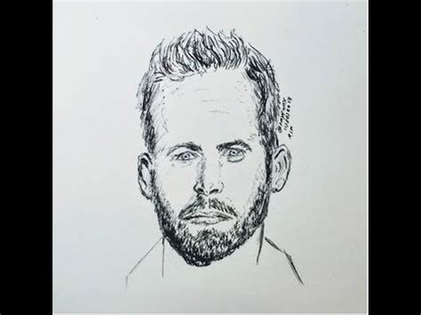 Paul Walker Real Time Sketching Ballpoint Pen Freehand Portrait Drawing