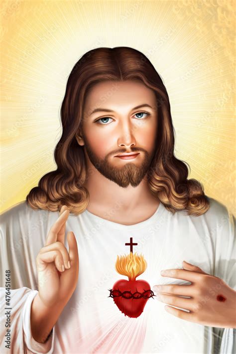Sacred Heart Of Jesus Christ Christian God Stock Illustration Adobe Stock