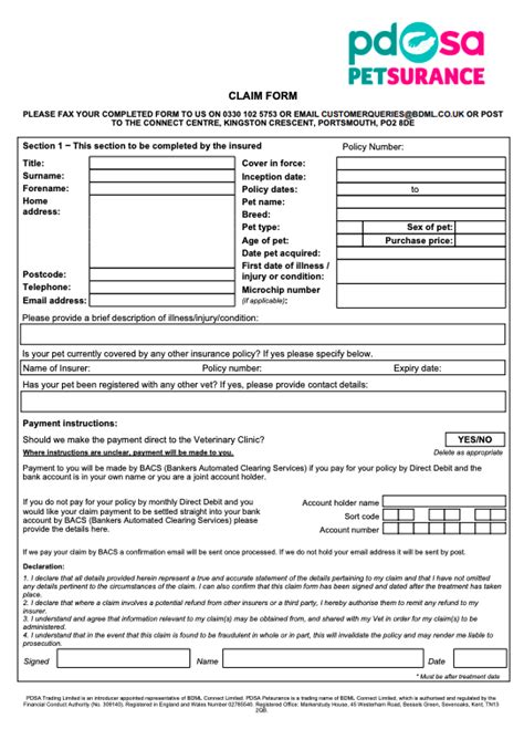 Attached a full veterinary history (medical records from previous veterinary visits) if this is your rst accident or illness claim (no history is required for routine care claims). PDSA Pet Insurance Claim Form | Download PDF for free