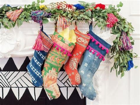 Image Of Worldly Bohemian Decor Christmas Stockings Boho Christmas