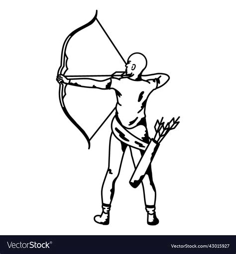 Archer Man Bow And Arrow Royalty Free Vector Image