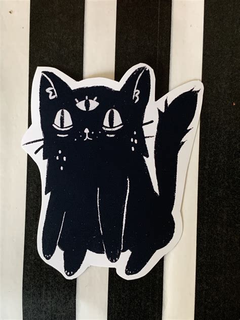 Black Cat Sticker Matteholographic Vinyl Decal Gothic Punk Etsy