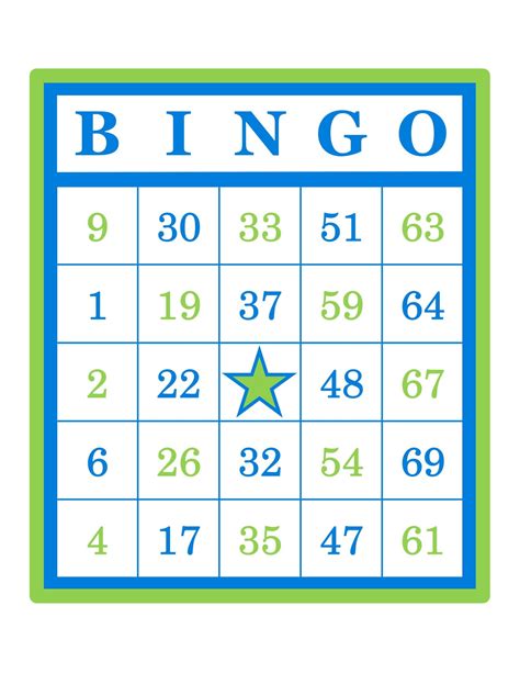 Bingo Cards 1000 Cards 1 Per Page Immediate Pdf Download Blue And