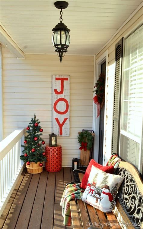 Christmas Front Porch With Rustic Joy Christmas Sign