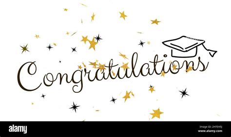 Image Of Congratulations Text And Stars On White Background Stock Photo