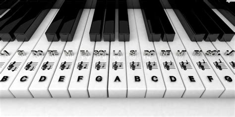 3d Render Piano Keys With Treble Clef Notes Musical Background Stock